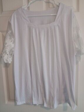White Lace Sleeve Women’s Top